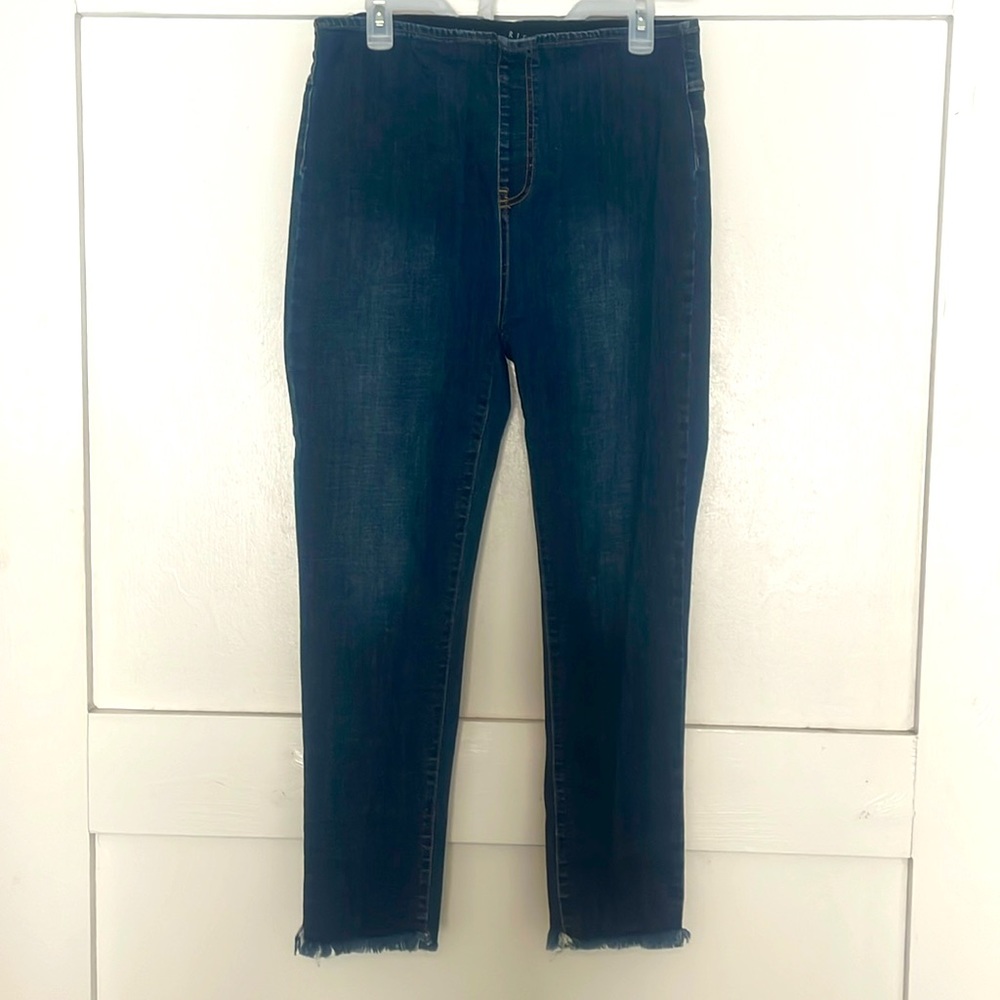 Risen jeans, size 1x, stretchy, popular frayed, bottoms